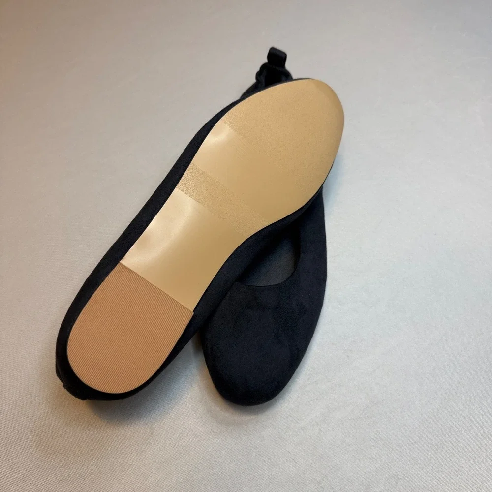 GAP NEW Womens Navy Blue Suede Ballet Flats Elastic Heel Slip On Shoes 8 Work
